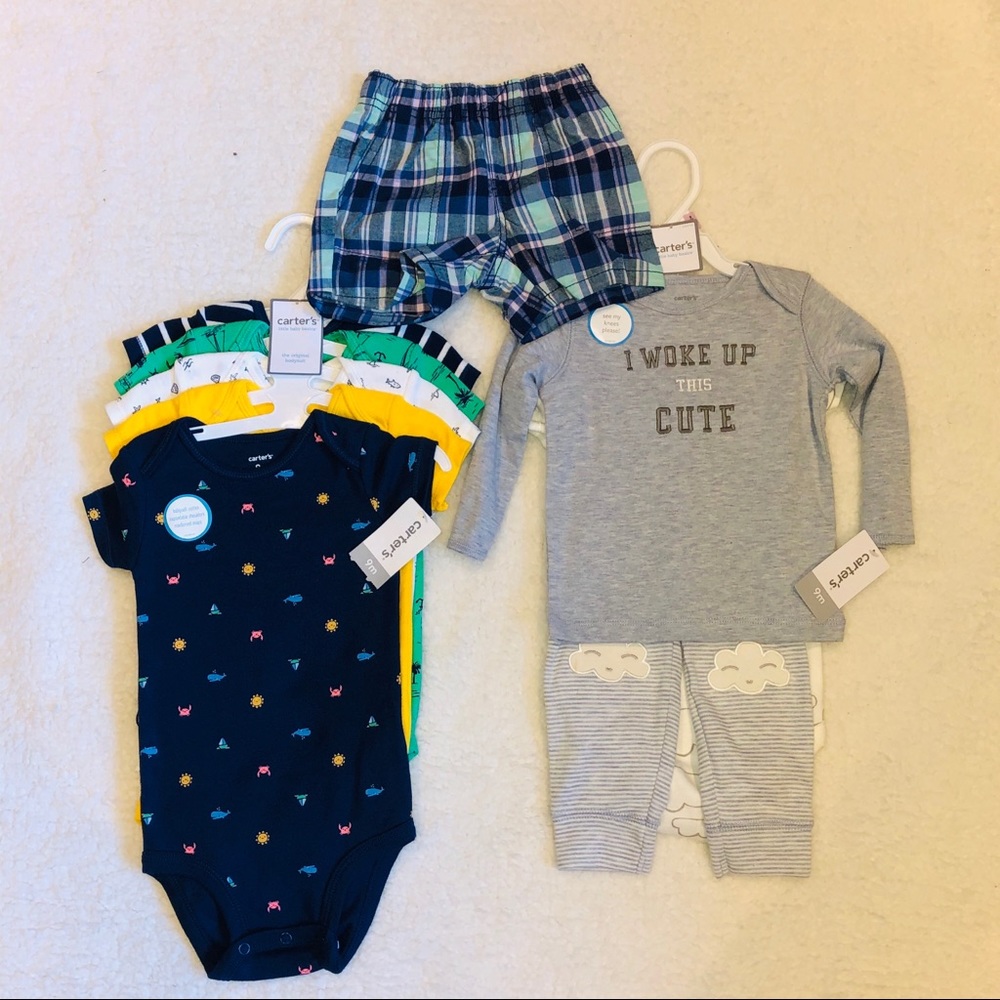 CARTER’S bundle lot of onesies, pajamas, & shorts